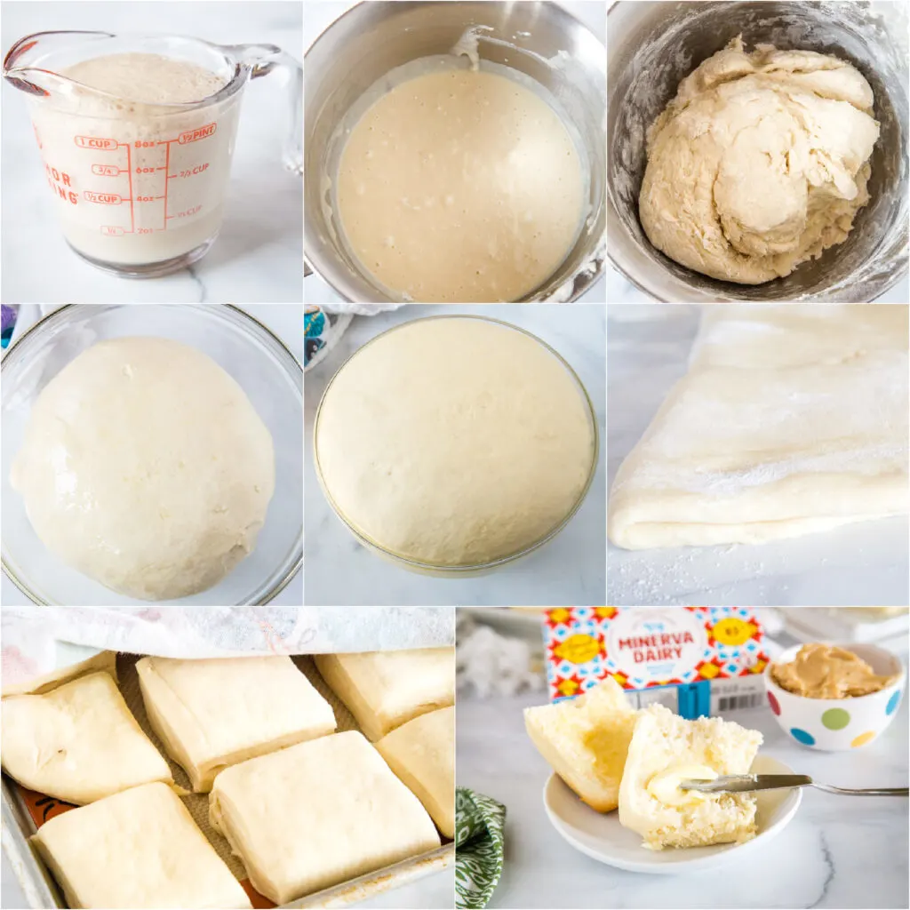 collage of step by step photos for making rolls