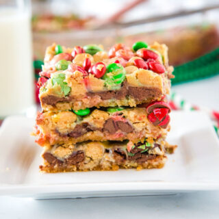 magic bars stacked on white plate