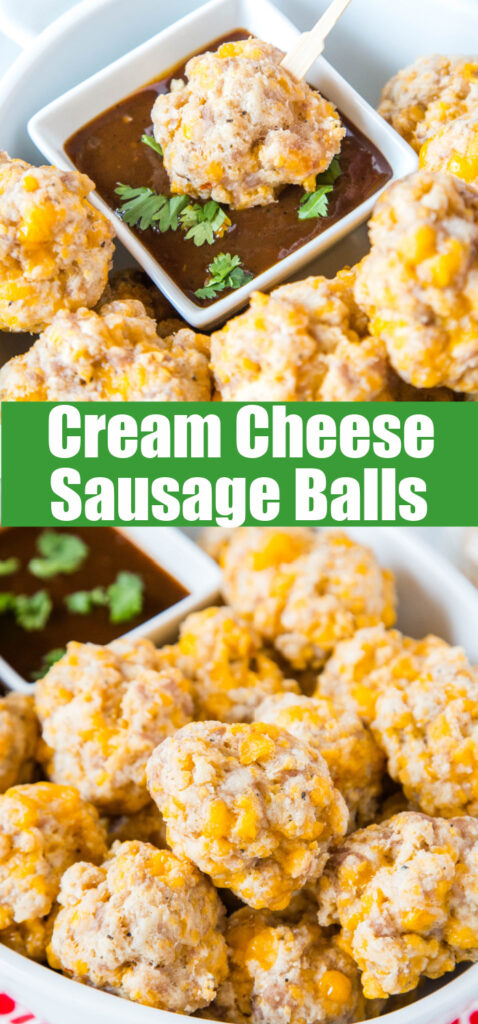 cream cheese sausage balls in a dish 