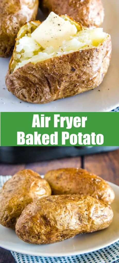 air fryer baked potato collage for pinterest