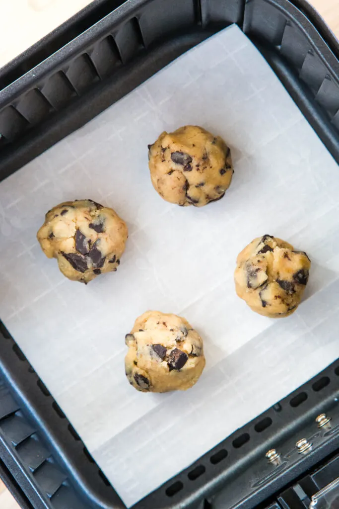 balls of cookie dough in air fryer