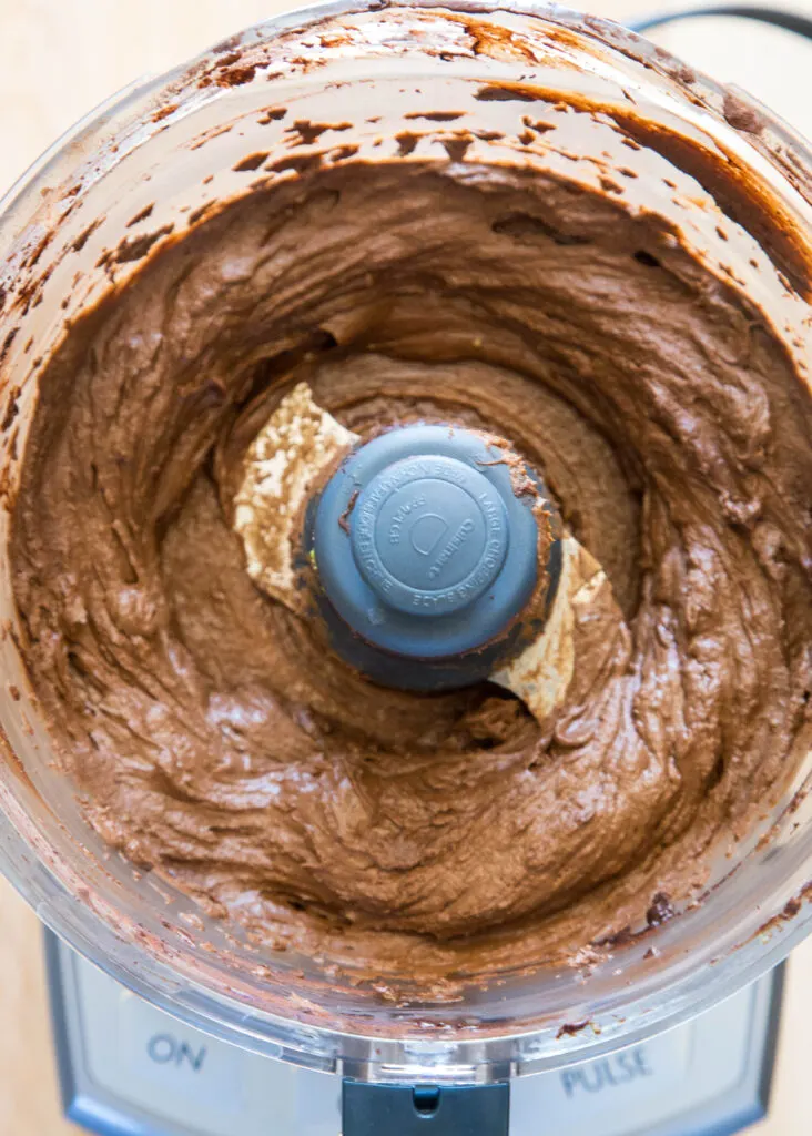 chocolate mousse in the food processor blended together