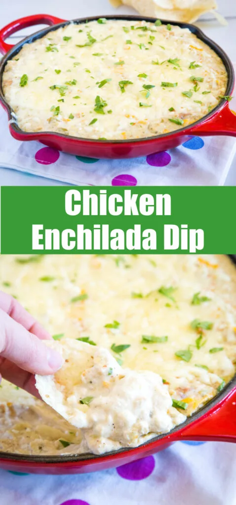 chicken enchilada dip in pan