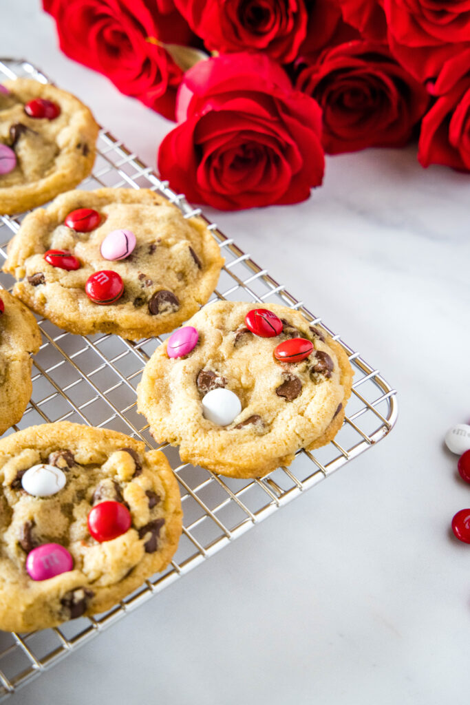 cookies on a cooling rack with flowers
