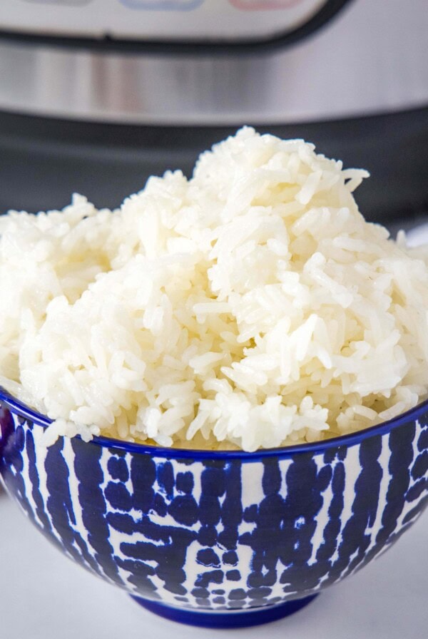 close up of bowl of white rice