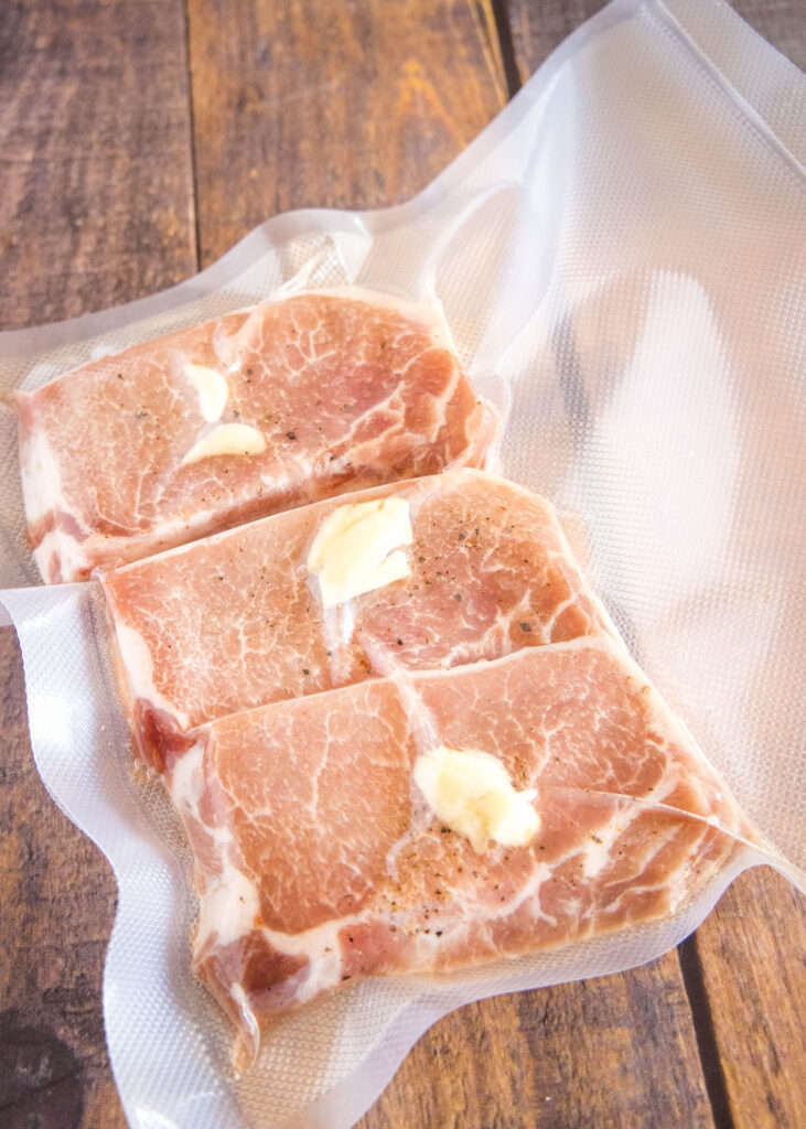 pork chops in food saver bag