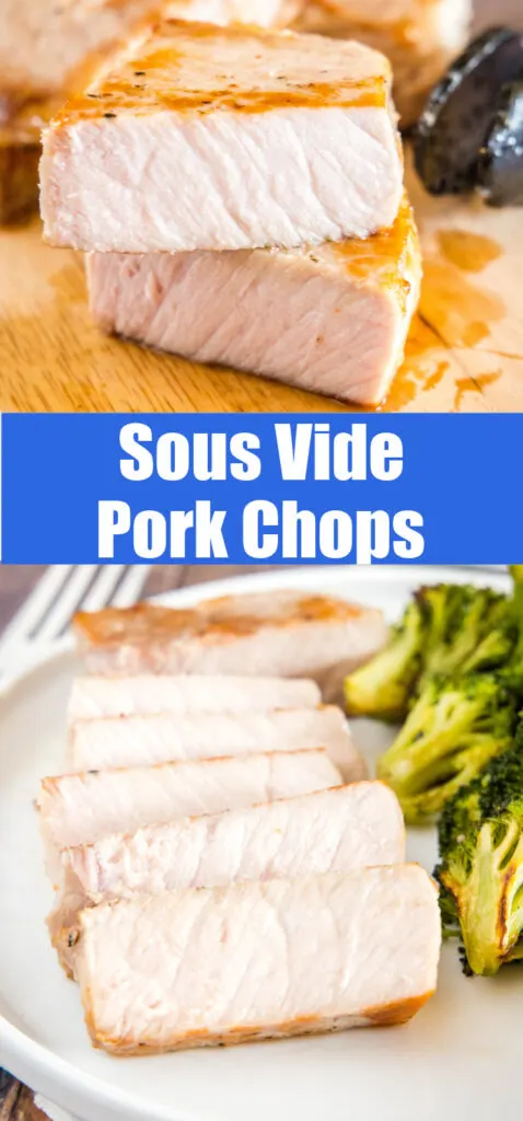 sous vide cooked pork chops in collage for pinterest