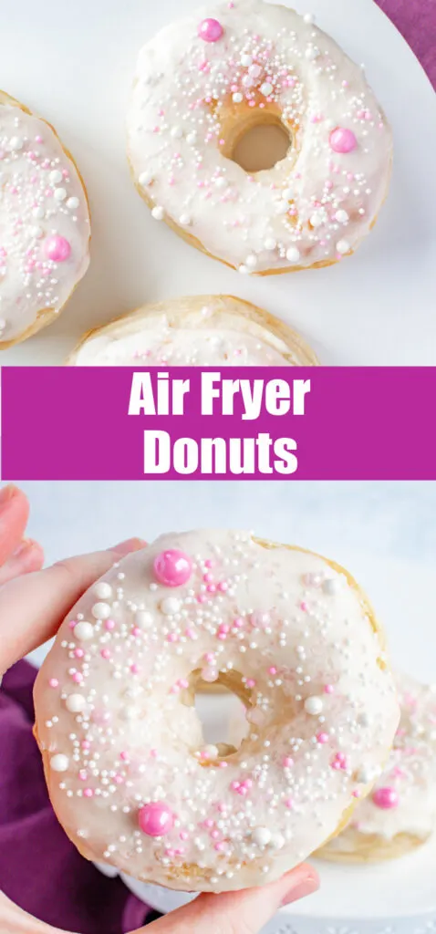 close up air fryer donuts for pinterest