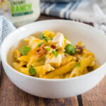 Chicken Bacon Ranch Pasta - get dinner on the table fast with this easy pasta dish that is loaded with creamy ranch dressing, chicken, bacon and cheese!