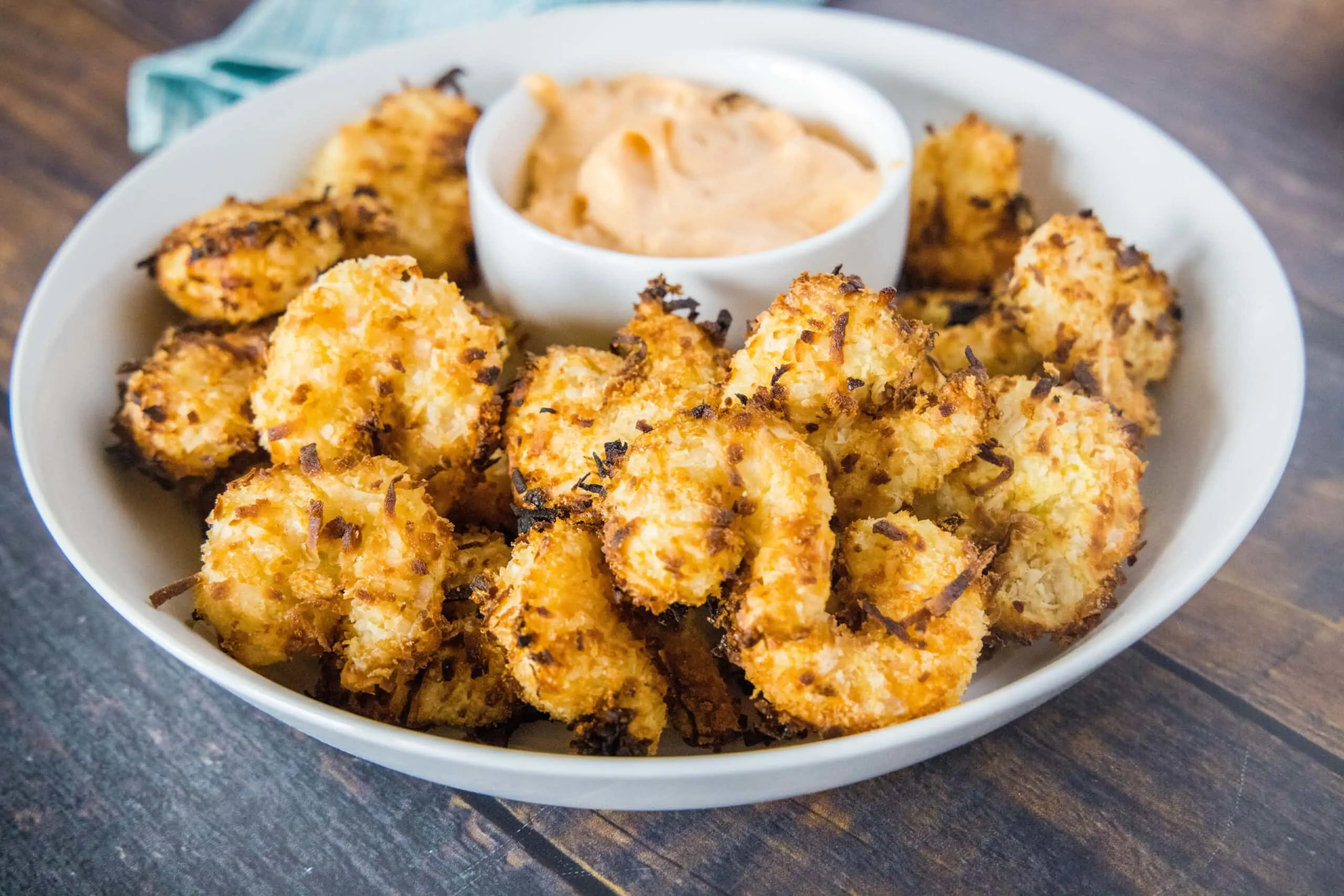 Air Fryer Coconut Shrimp - crispy coconut crusted shrimp cooked in the air fryer (oven recipe included). Super crispy, crunchy, slightly sweet and delicious.