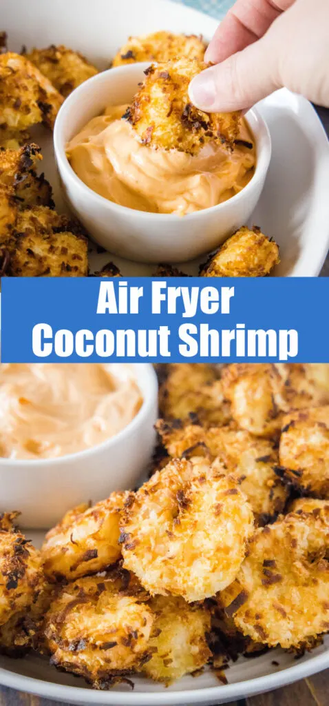close up of air fryer coconut shrimp