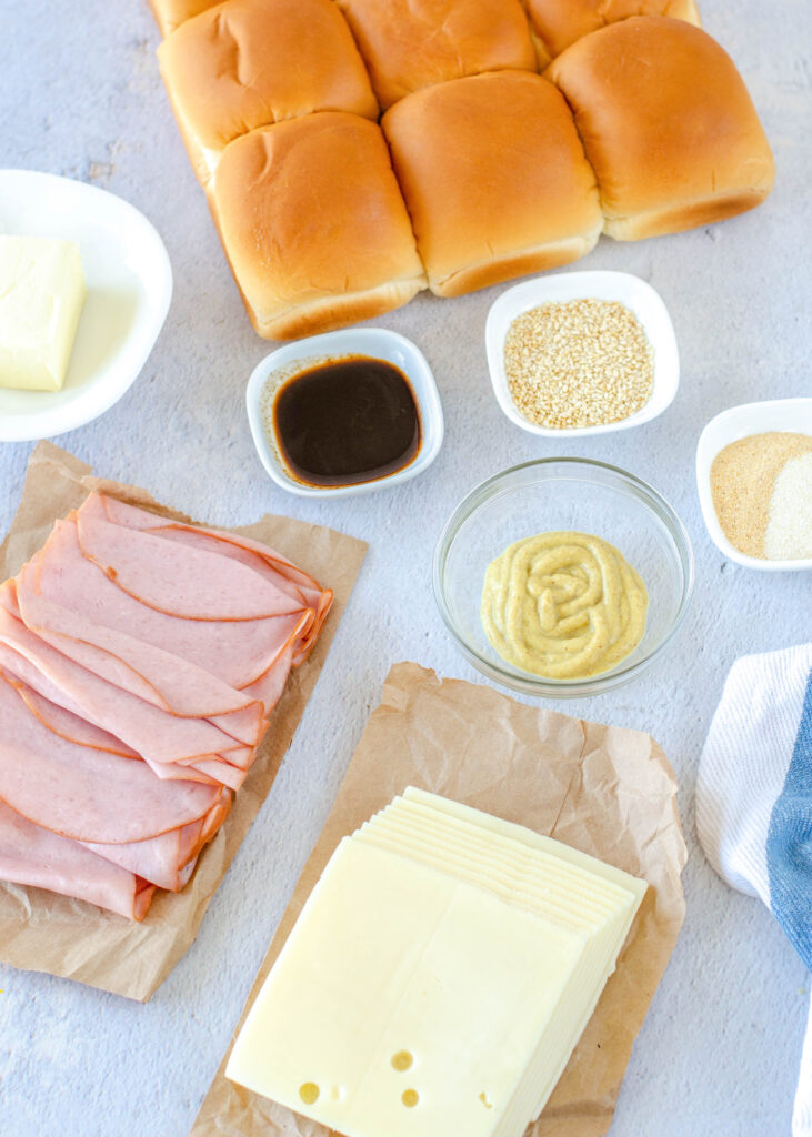 ingredients to make ham sliders