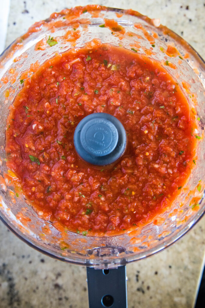 salsa being made in food processor
