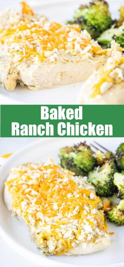 baked ranch chicken on plate for pinterest collage
