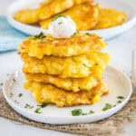 close up stack of corn fritters