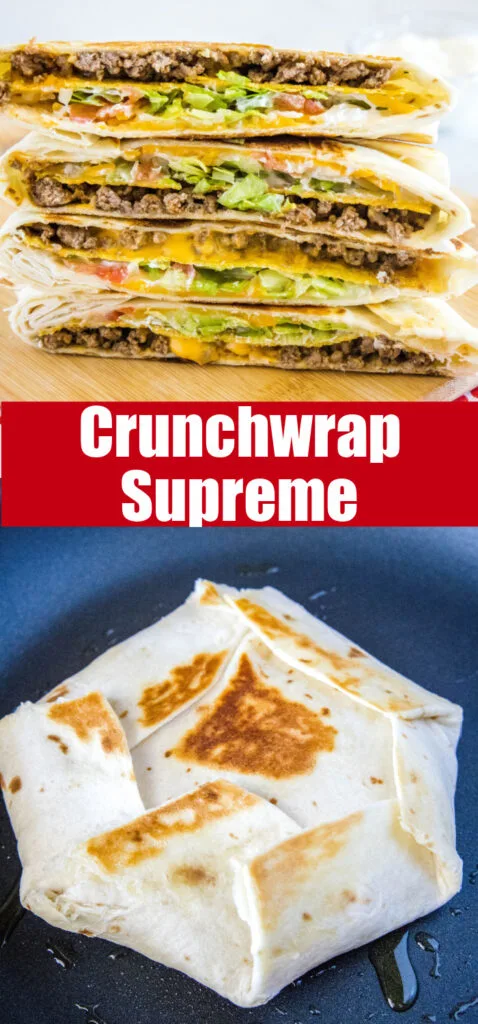 close up crunchwrap collage for pinterest