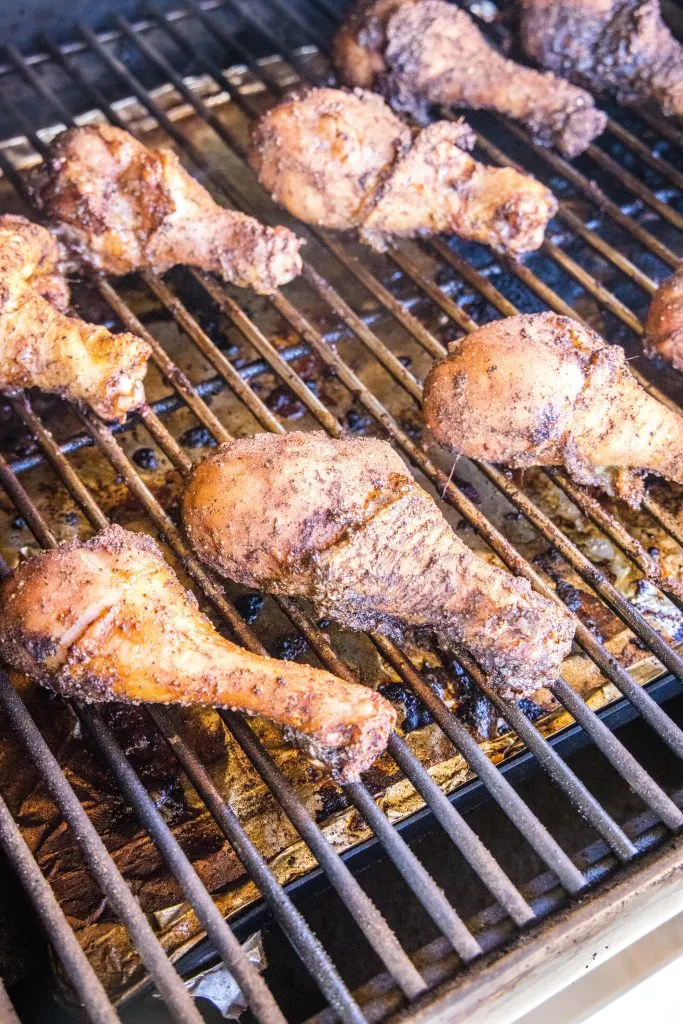 chicken legs on the grill