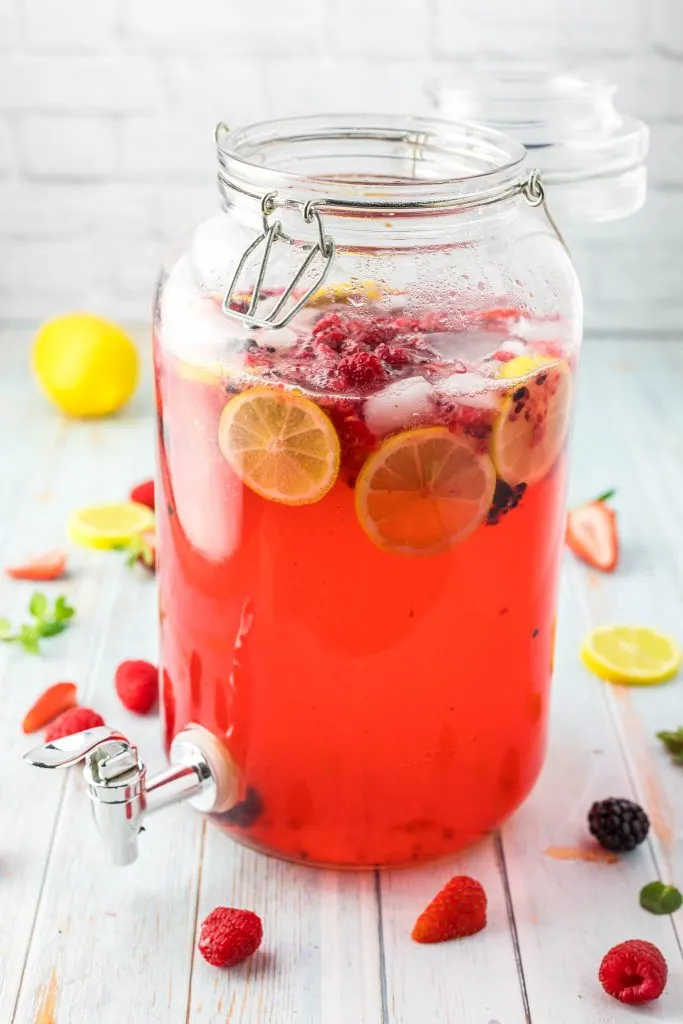 berry lemonade in large pitcher