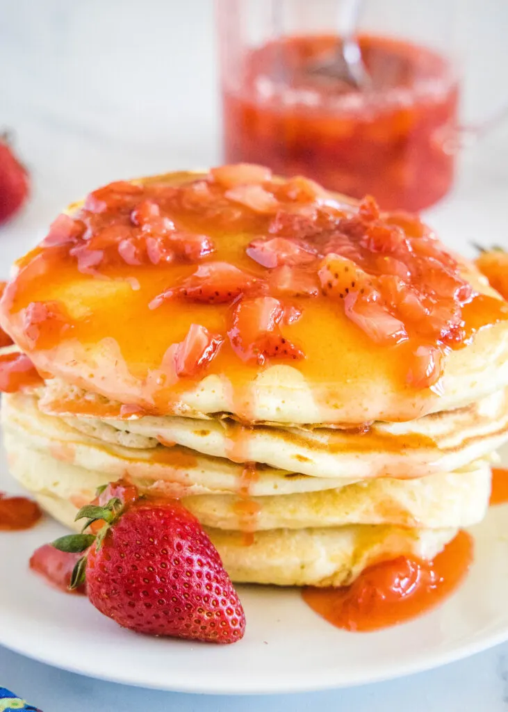 pancakes with strawberry syrup