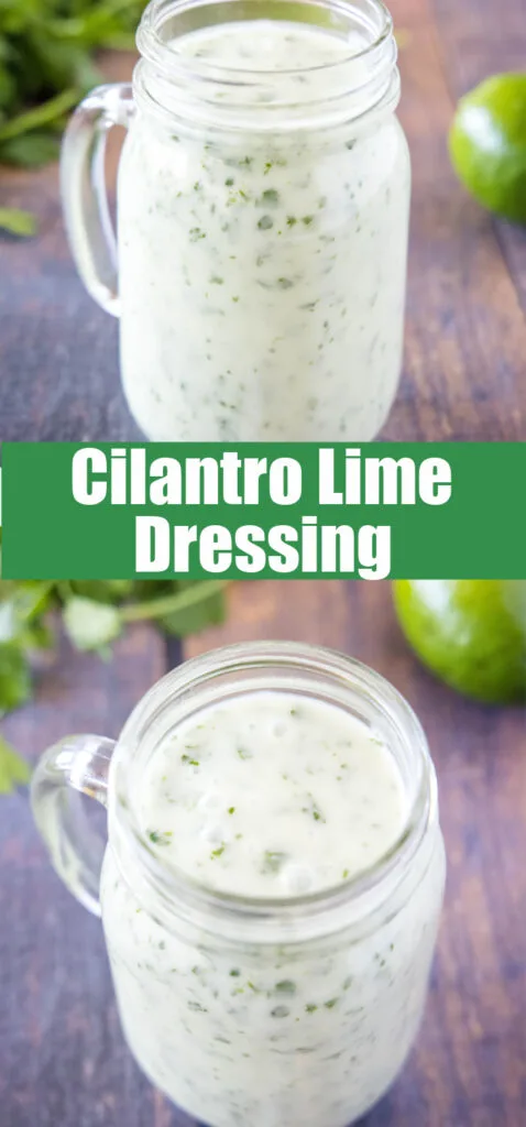 cilantro lime dressing in a jar