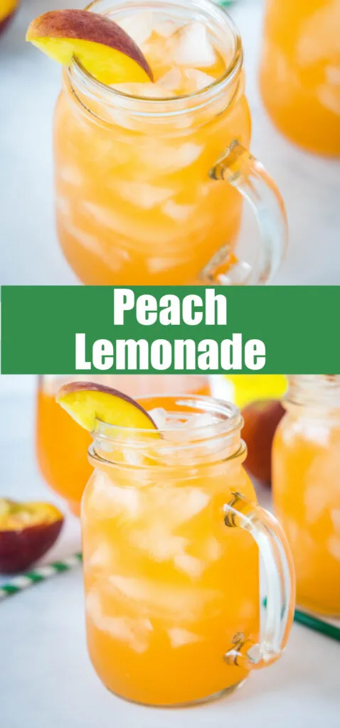 close up of peach lemonade in glasses