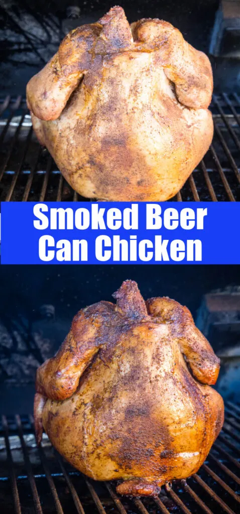 close up smoked beer can chicken