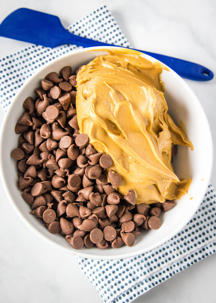 bowl of chocolate chips with peanut butter