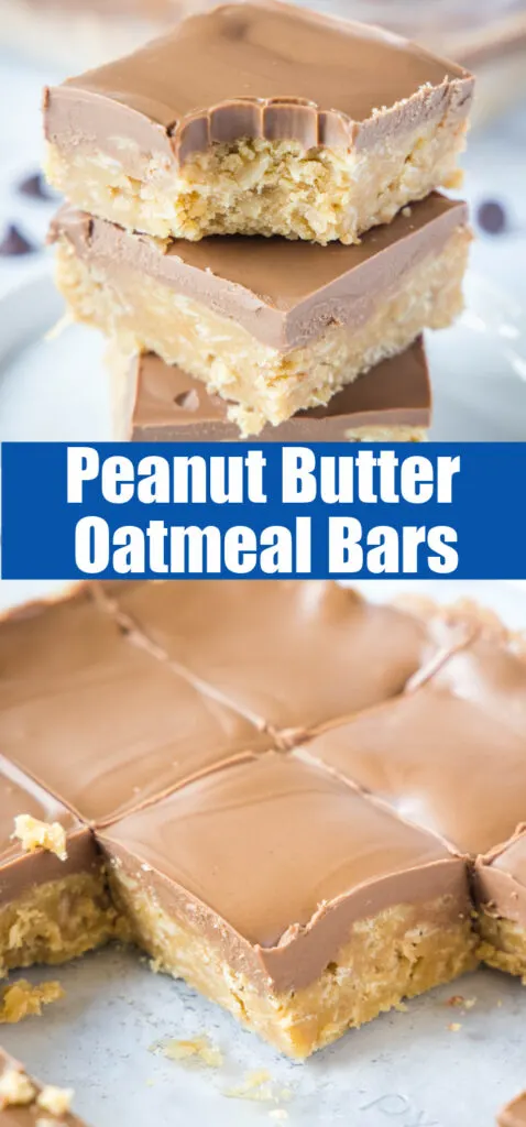 close up peanut butter oatmeal bars