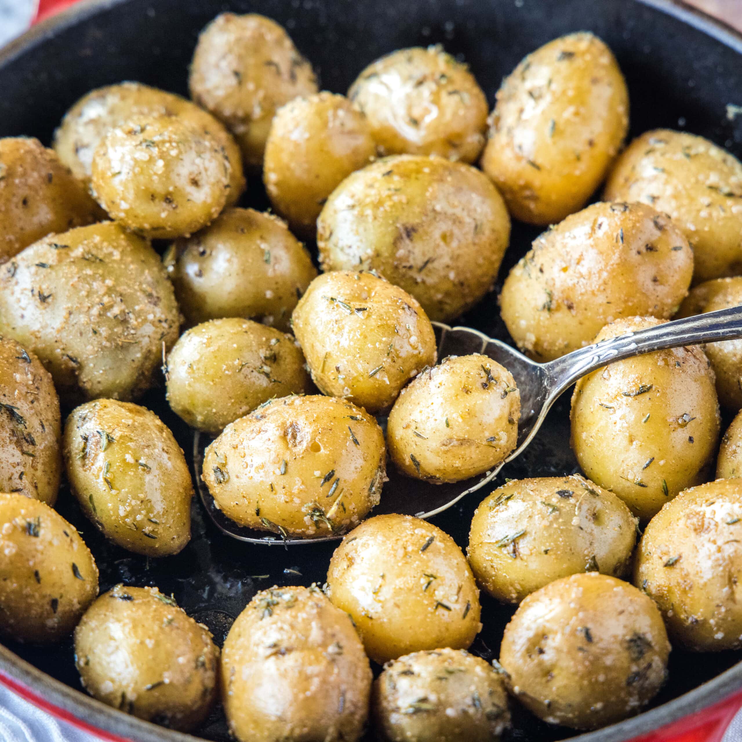 cropped in picture of smoked potatoes on a spooon