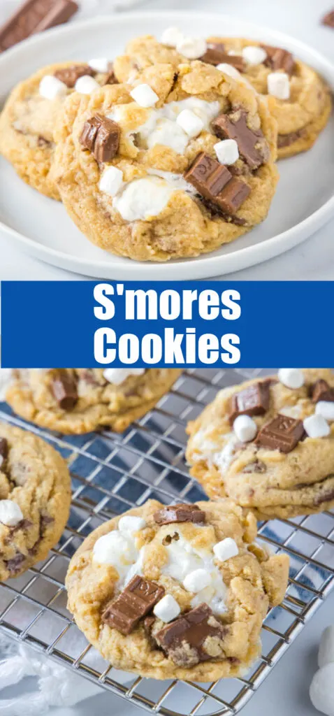 s'more cookies on a plate and cooling rack