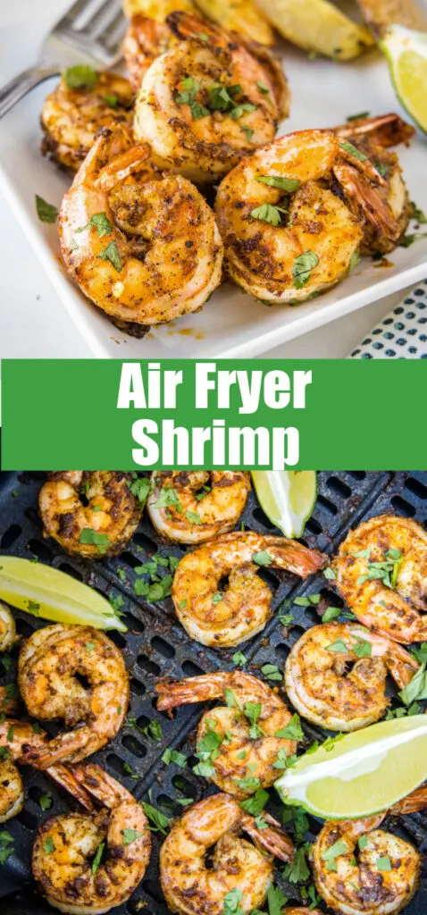 air fryer shrimp close up for pinterest college