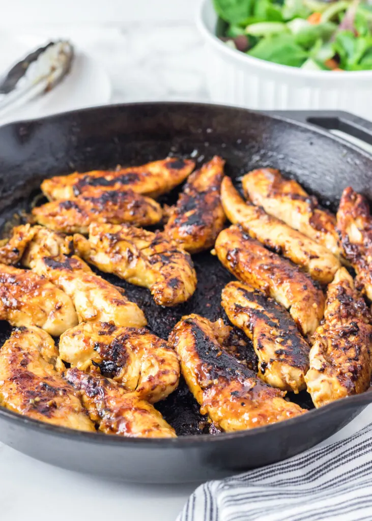 chicken tenders in a skillet