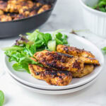 easy chicken tenders on a white plate