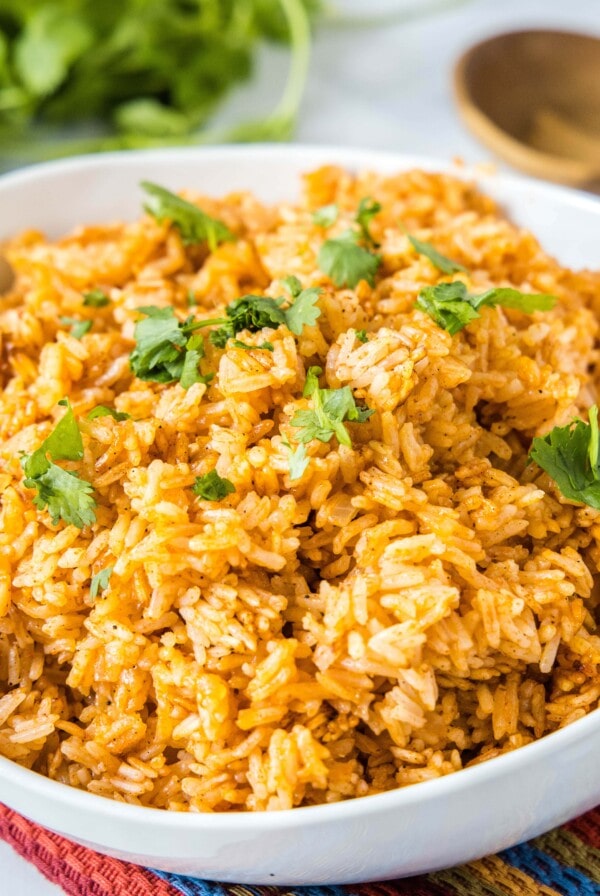 close up of spanish rice in a bowl