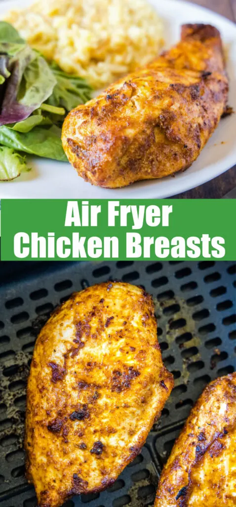 air fryer chicken close up for pinterest collage