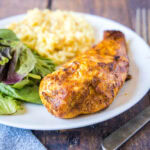close up air fryer chicken on plate
