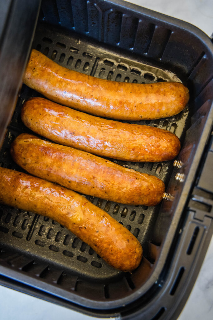 cooked sausage in air fryer