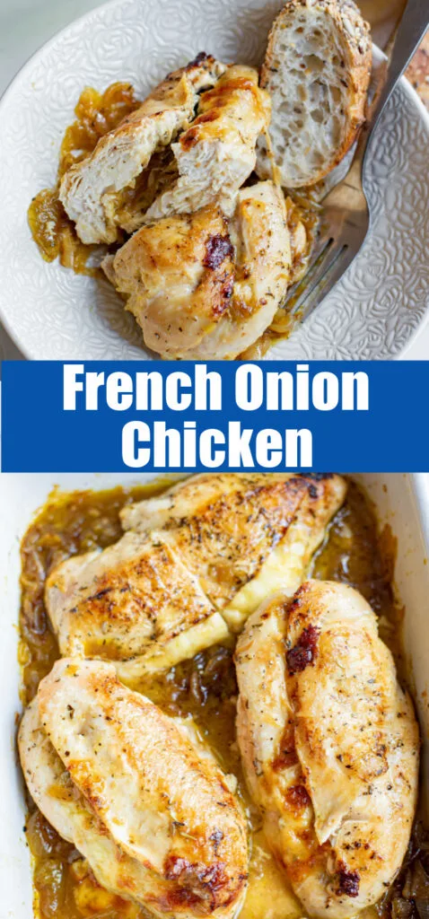 close up french onion chicken