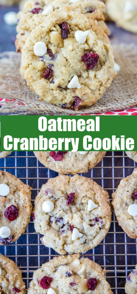 pinterest collage of oatmeal cranberry cookies up close