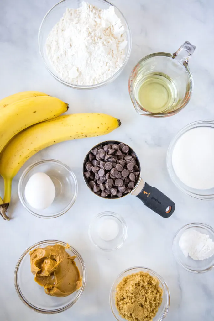 ingredients for peanut butter banana bread