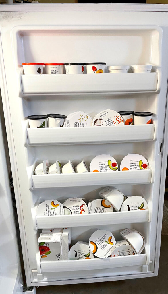 freezer full of daily harvest meals