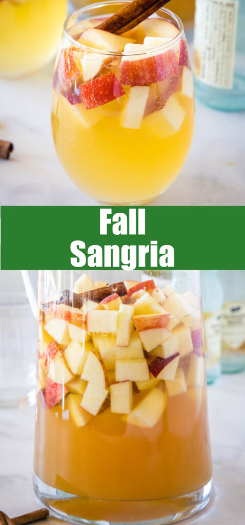 fall sangria in a pitcher with apples