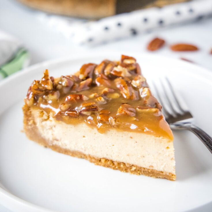 cropped in picture of pecan pie cheesecake