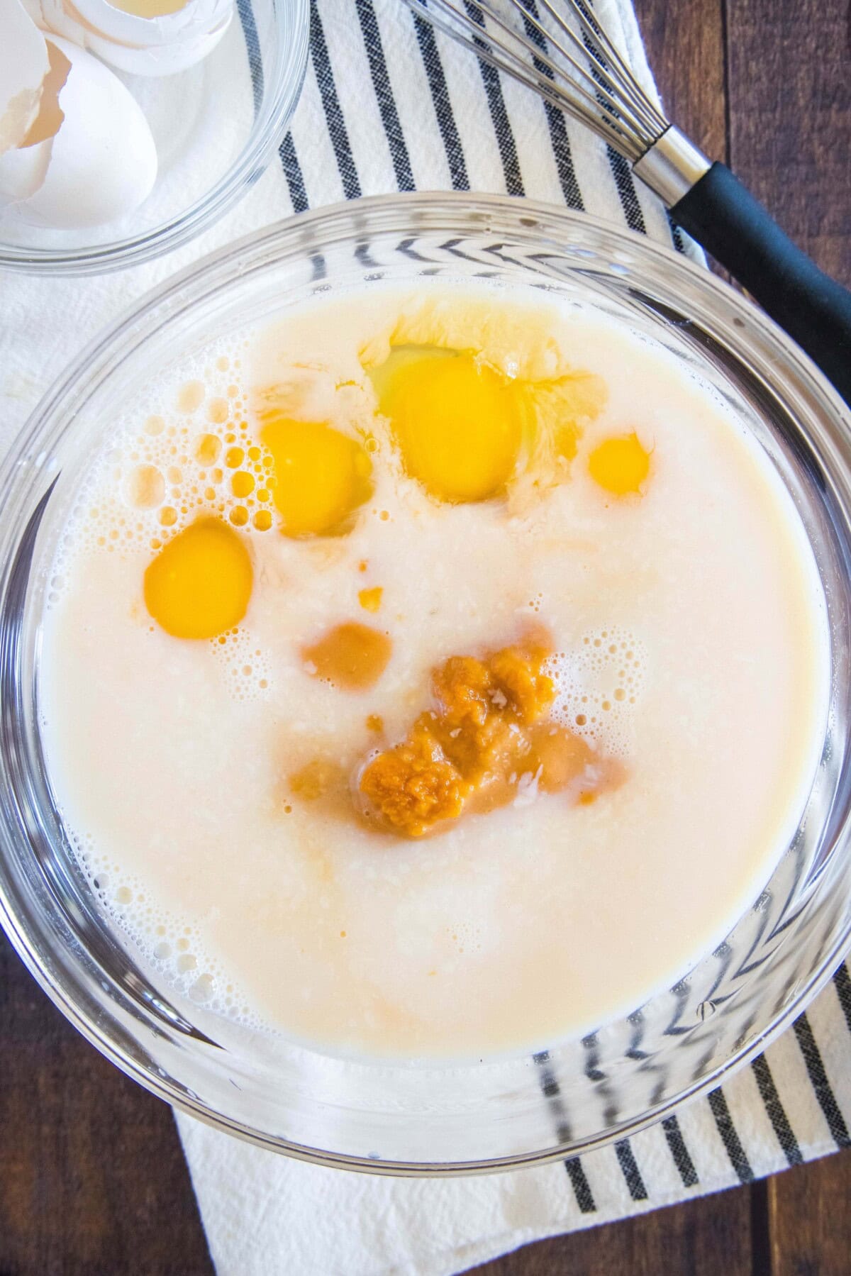 liquid ingredients in a bowl for waffles