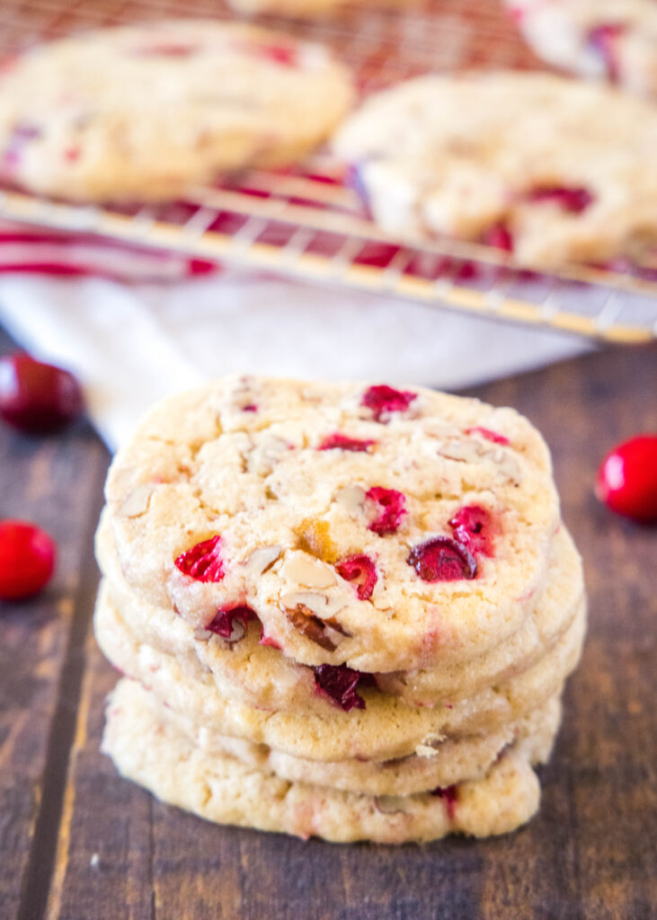 stack of icebox cranberries cookies on a table