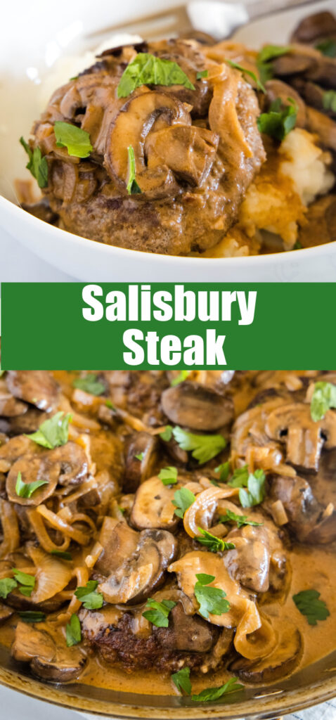 close up of salisbury steak for pinterest