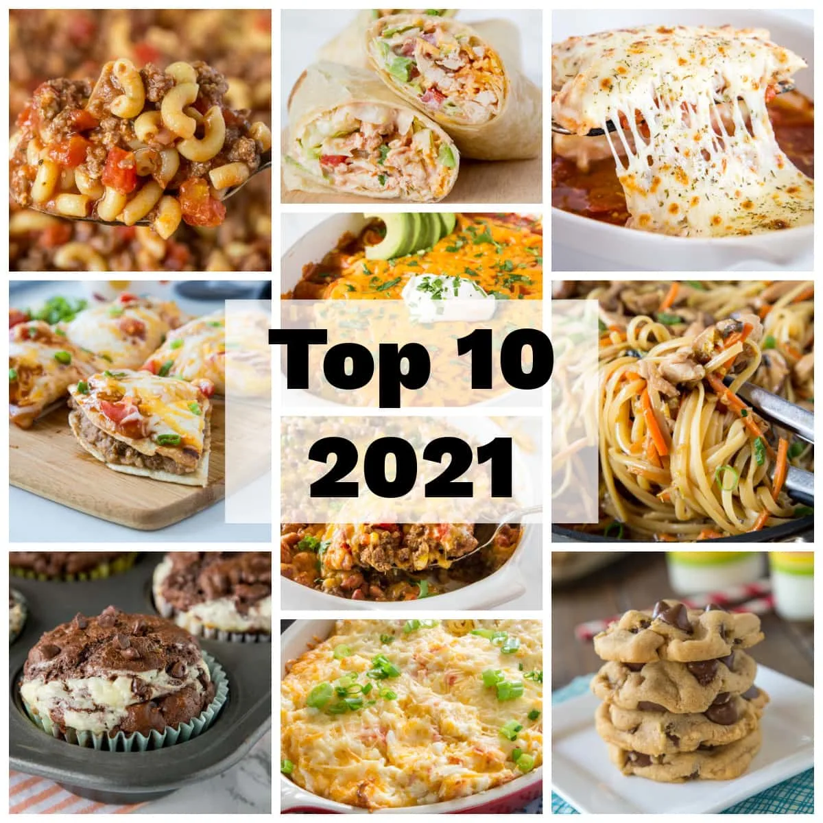 square collage of 10 top most popular recipes of 2021