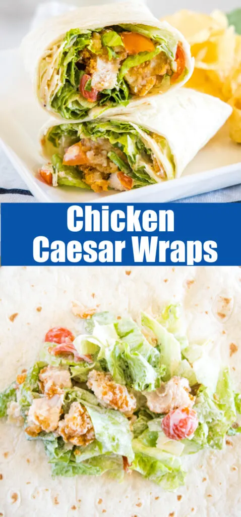 close up of chicken caesar wrap