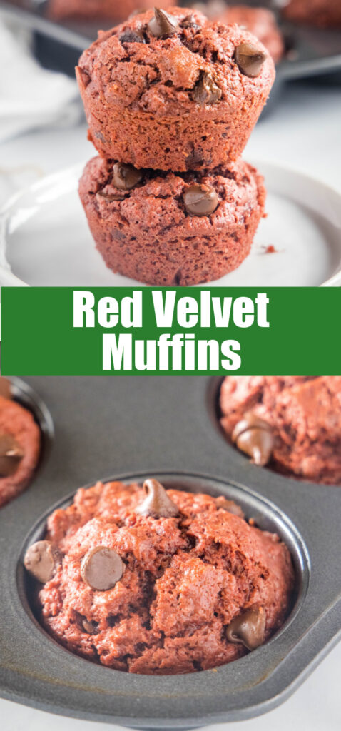 close up red velvet muffins for pinterest