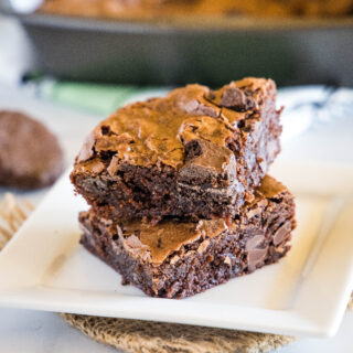 cropped in close up of thin mint brownies
